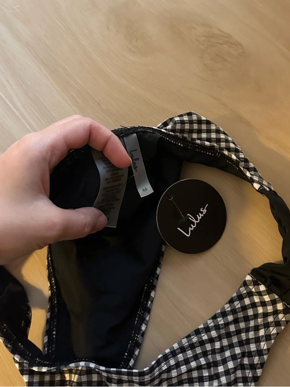 LULU’S Maialen Black Gingham Cheeky Bikini Bottoms